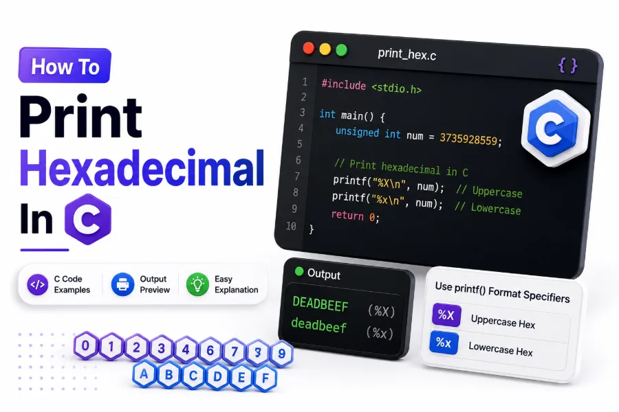 how to print hexadecimal in c